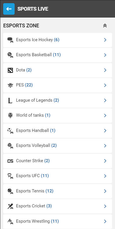 Megapari Casino - Esports - Categories